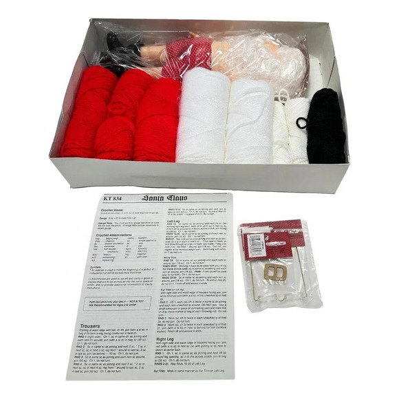 Spinrite Santa Doll Kit 14 inch Tall Crochet Yarn Complete Xmas Vintage New - Picture 2 of 14
